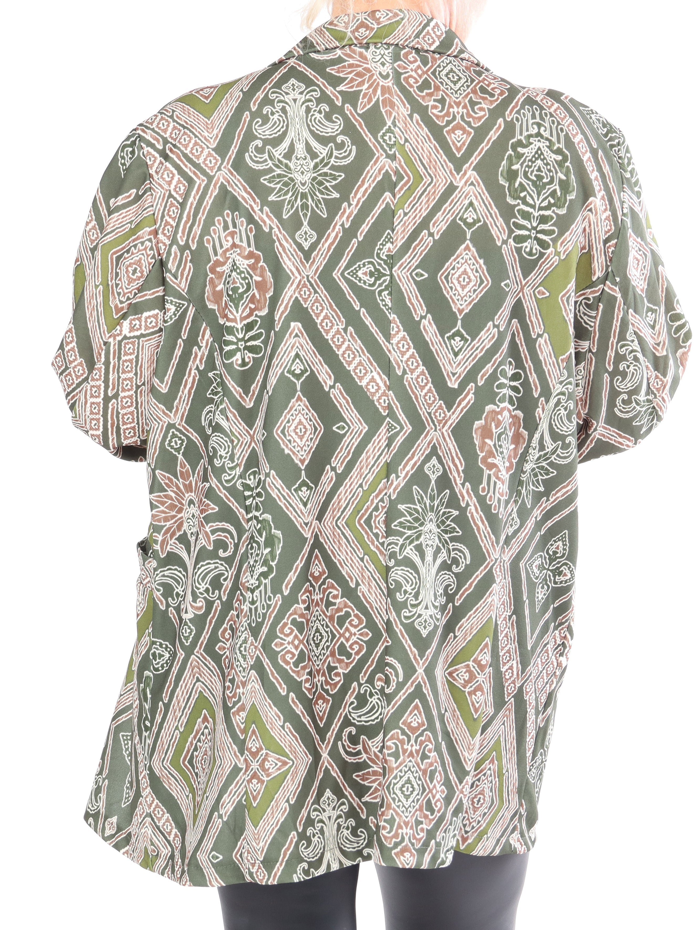 Alberte Pattern - Mönstrad blazer i stora storlekar - Brown